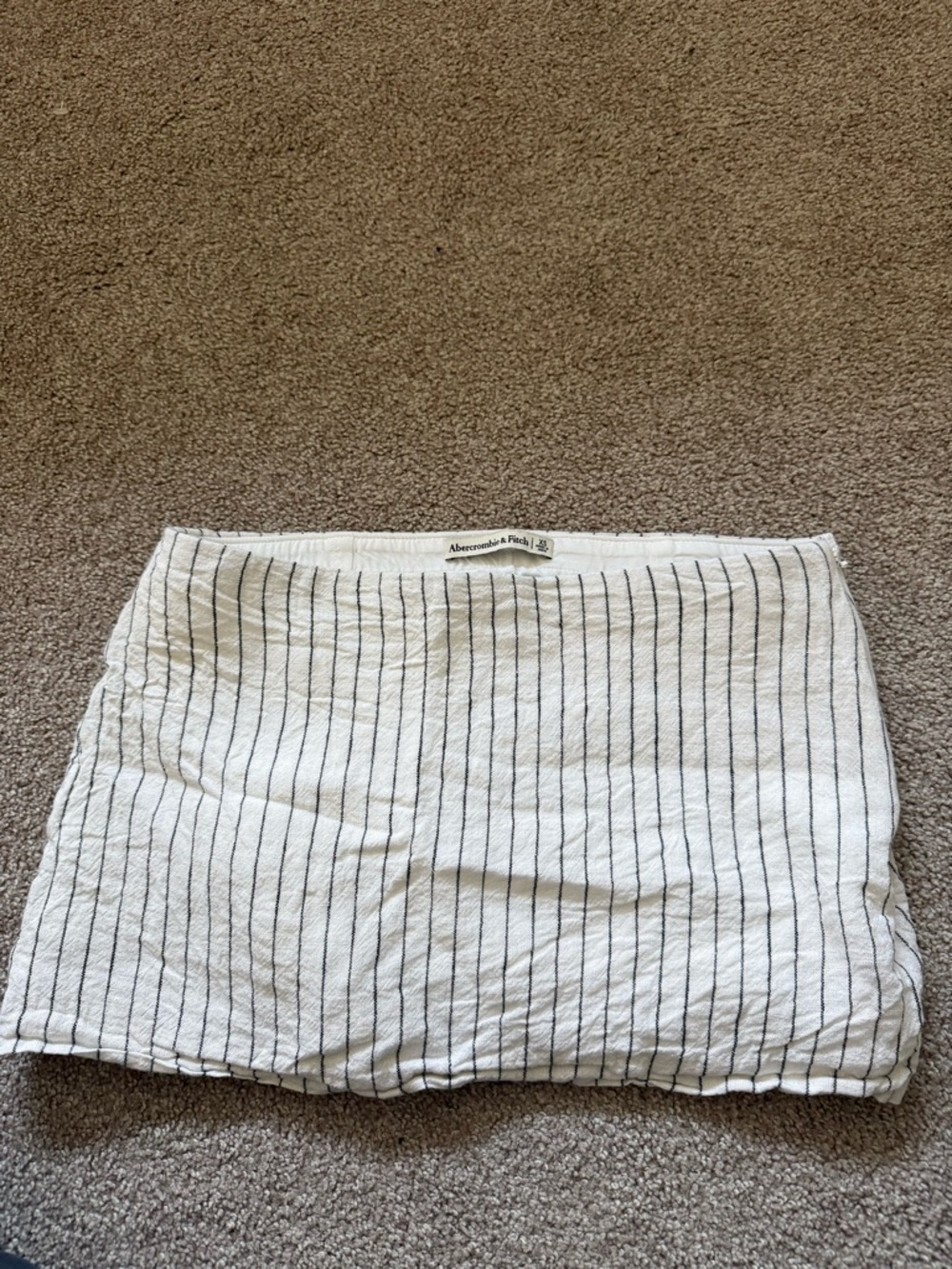Abercrombie & Fitch Linen White Mini Skirt with Black Pinstripes